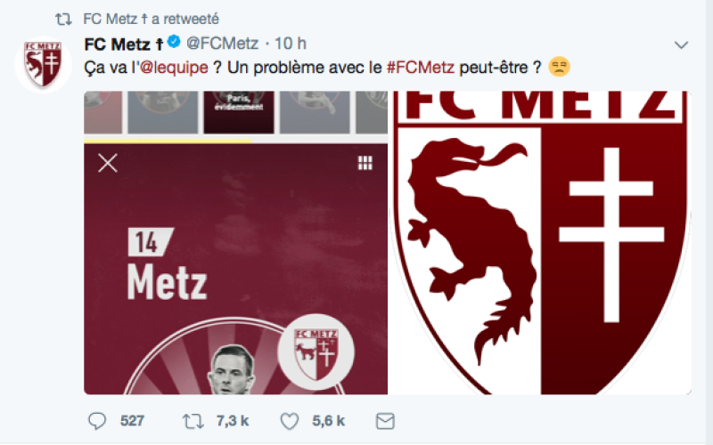 FC METZ : le Graoully du blason remplacé par une chèvre dans un article de l'Équipe 