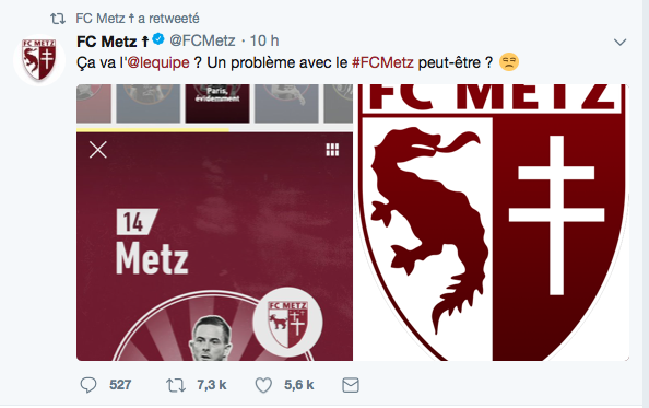 FC METZ : le Graoully du blason remplacé par une chèvre dans un article de l'Équipe